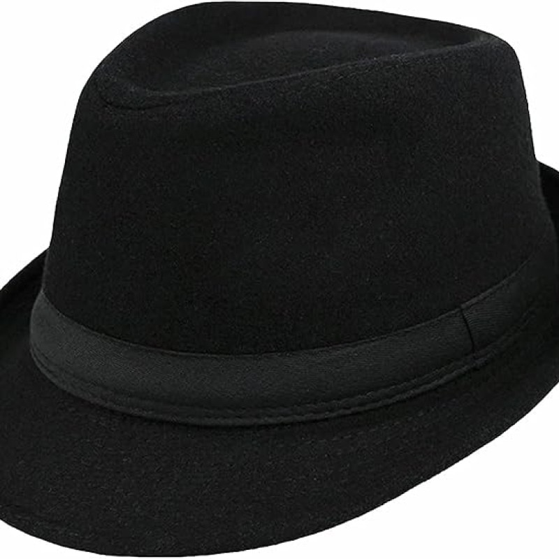 Kids-Felt-Fedora-Trilby-Gangster-Hat Toddler-Boys Panama Derby Manhattan Cuban Hat Jazz-Cap(Size 6 5/8 for 2-6T)