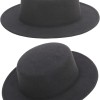 Fashion Classic Black Fedora Flat Hat, Wide Brim Jazz Hats Church Derby Cap for Women and Men