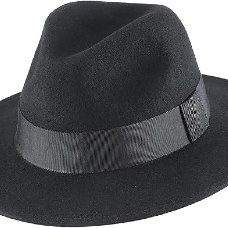 Home Prefer Mens Wool Fedora Hat with Band Classic Wide Brim Fedora Hat for Men Women Panama Dress Hat