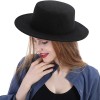 Fashion Classic Black Fedora Flat Hat, Wide Brim Jazz Hats Church Derby Cap for Women and Men