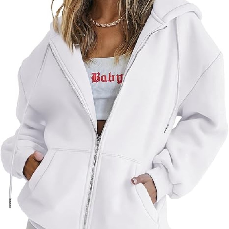 Womens Zip Up Hoodies Long Sleeve Sweatshirts Fall Outfits Oversized Sweaters Casual Fashion Jackets