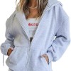 Womens Zip Up Hoodies Long Sleeve Sweatshirts Fall Outfits Oversized Sweaters Casual Fashion Jackets