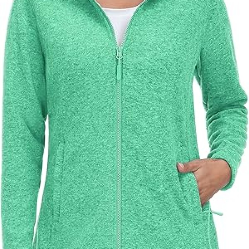 Women's Full Zip Fleece Jacket Lightweight Jacket Womens Winter Warm Coats with 2 Zipper Pockets