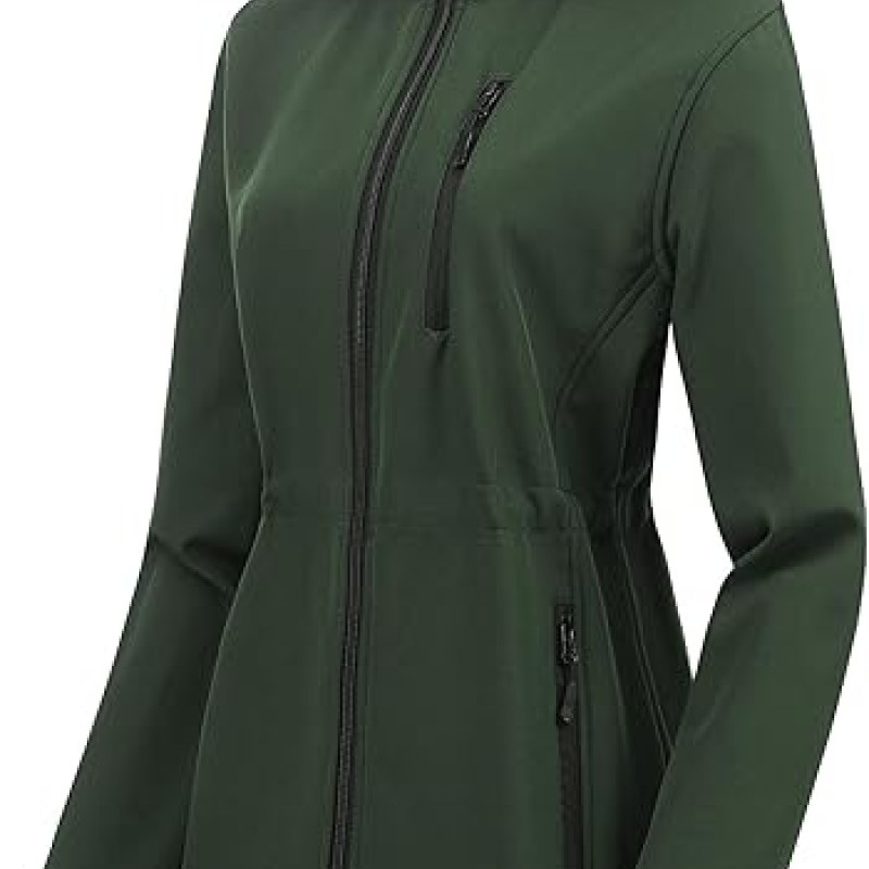 Women's Lightweight Long Softshell Fleece Lined Jacket