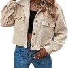 Women's Fashion Cropped Shacket Button Down Corduroy Shacket Jackets Casual Plaid Long Sleeve Crop Jackets Tops