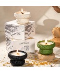 Plant-based Soy Wax Scented Candle, Crackling Wooden Wick Aroma Candle in Gypsum Vessel for Aromatherapy & Luxury Gift