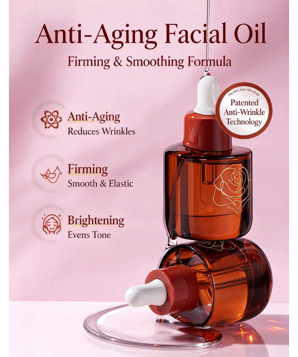 RoseLumière Facial & Eye Revitalizing Essence Oil, French Rose Extract Anti-Aging Firming Skin Care Oil