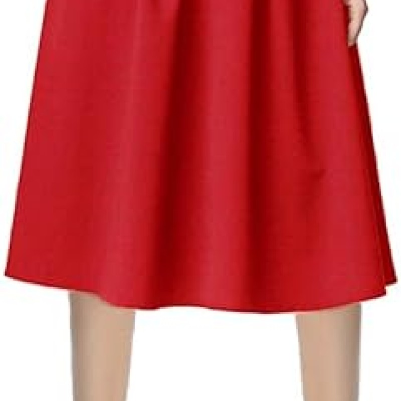 Women's Knee Length Casual Work 2024 Fall Elastic Waist A Line Midi Skirt with Pocket