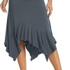 Urban CoCo Women's Basic Elastic Waist A-line Solid Flared Midi Skirt