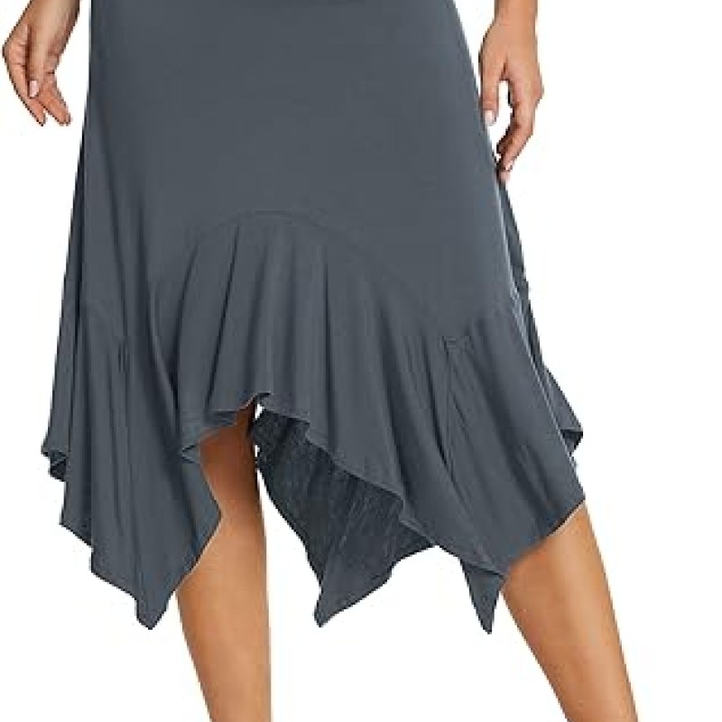 Urban CoCo Women's Flowy Stretchy Skirt Handkerchief Hemline Midi Skirt