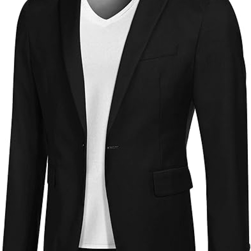 Mens Sport Coat Casual Blazer One Button Business Suit Jacket