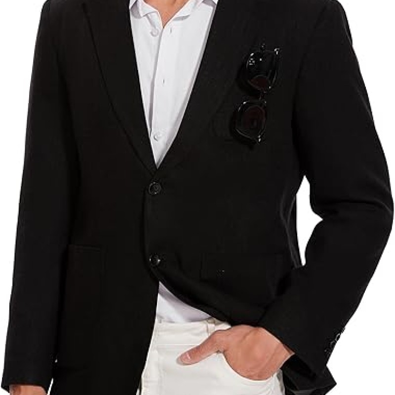 Men's Linen Sport Coat Two Button Lightweight Blazer Business Casual Jacket